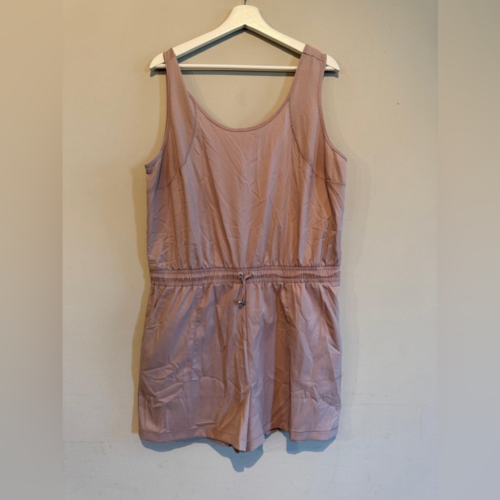 Zuda Women L Mixed Mesh Sleeveless Tennis Romper Purple Athletic